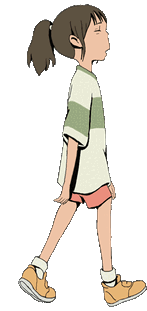 Chihiro walking in the menu bar